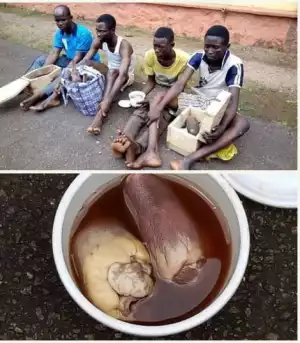 Watch the Video Of 4 Deadly Ritualists Caught with Human Heart, Breasts and Private Parts in Ogun State (Shocking Video)